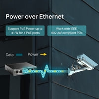 TP-Link TL-SF1005LP 5-Port Metal PoE Switch 41W Desktop Unmanaged TP-Link TL-SF1005LP 5-Port Metal PoE Switch 41W Desktop Unmanaged